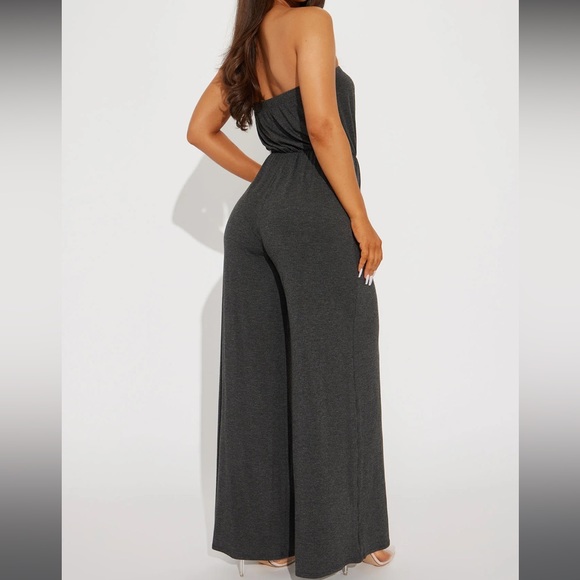 Fashion Nova Charcoal Jumpsuit Sz M - Picture 2 of 3